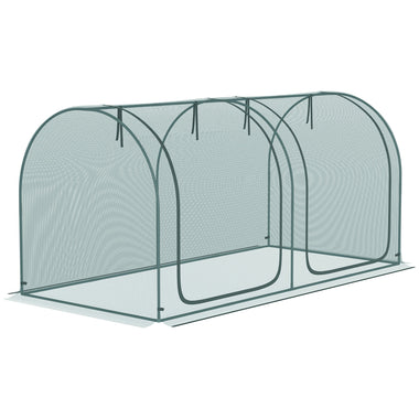 Miscellaneous-8' x 4' Crop Cage, Plant Protection Tent with Two Zippered Doors, Storage Bag and 4 Ground Stakes, for Garden, Yard, Lawn, Green - Outdoor Style Company