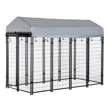 Outdoor and Garden-8' x 4' x 6' Dog Crater for Large Dog, Outdoor Dog Fence with UV-Resistant Oxford Cloth Roof & Secure Lock, Dog Kennel Dog Exercise Pen, Black - Outdoor Style Company