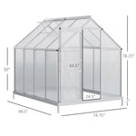 Outdoor and Garden-8' x 6' Aluminum Greenhouse Polycarbonate Walk-in Garden Greenhouse Kit with Adjustable Roof Vent, Rain Gutter and Sliding Door for Winter - Outdoor Style Company