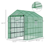 Miscellaneous-8' x 6' x 7' Portable Walk-in Greenhouse, 18 Shelf Hot House, Roll Up Zipper Door, UV protective for Growing Flowers, Vegetables - Outdoor Style Company