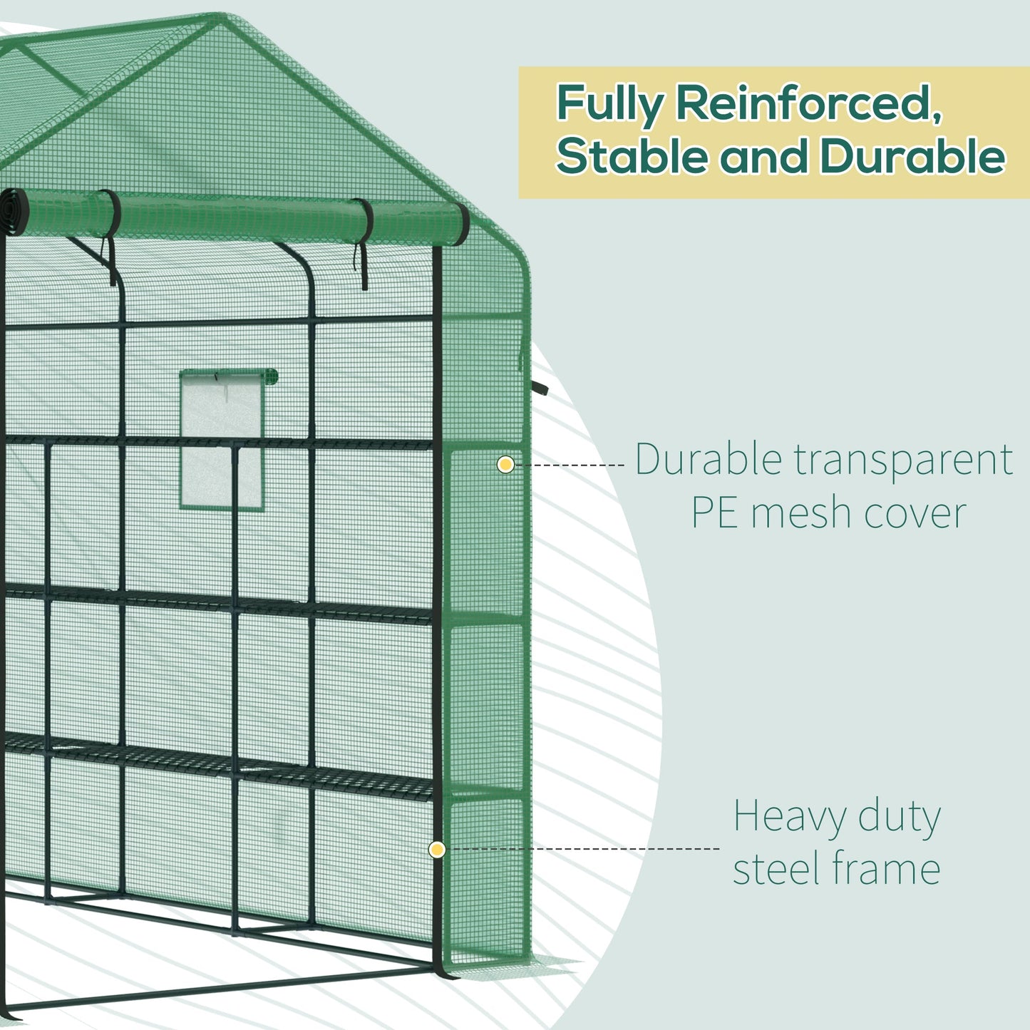 Miscellaneous-8' x 6' x 7' Portable Walk-in Greenhouse, 18 Shelf Hot House, Roll Up Zipper Door, UV protective for Growing Flowers, Vegetables - Outdoor Style Company