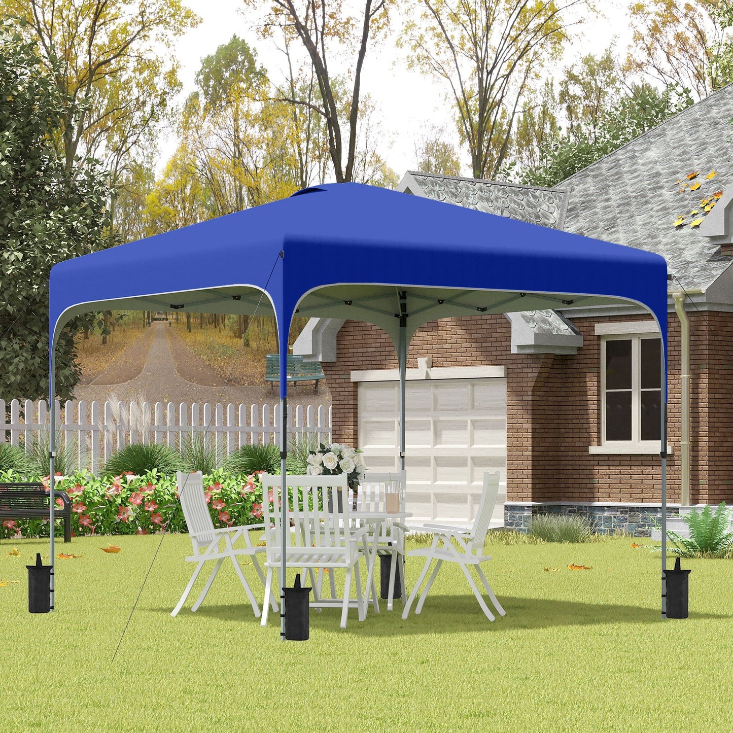 Outdoor and Garden-8' x 8' Pop Up Canopy with Adjustable Height, Foldable Gazebo Tent - Outdoor Style Company