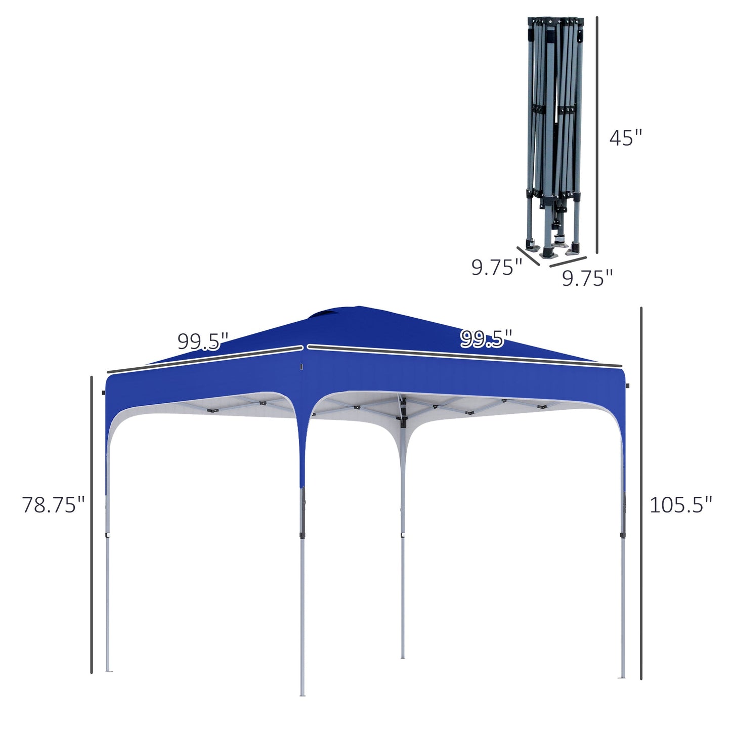 Outdoor and Garden-8' x 8' Pop Up Canopy with Adjustable Height, Foldable Gazebo Tent - Outdoor Style Company