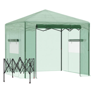 Outdoor and Garden-8' x 8' Portable Walk-in Greenhouse, Instant Pop-up, Outdoor Plant Gardening Green House, 2 Ventilating Side Windows,White - Outdoor Style Company
