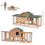 Pet Supplies-80" Wooden Chicken Coop House, Backyard Hen Poultry Cage with Nesting Box, Double Run, Removable Tray and Asphalt Roof, Natural/Green - Outdoor Style Company