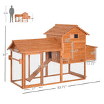 Outdoor and Garden-83" Large Chicken Coop Cage Wooden Chicken Run for Outdoor Backyard with Wheels, Nest Box, Removable Tray - Outdoor Style Company
