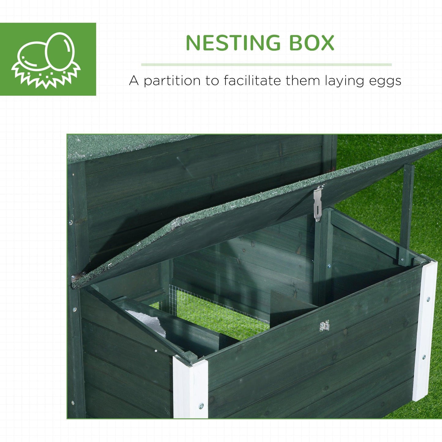 Pet Supplies-84" Wooden Chicken House, Chicken Coop Poultry Hen Cage with Covered Big Run, Nesting Box, and Perches, Green - Outdoor Style Company