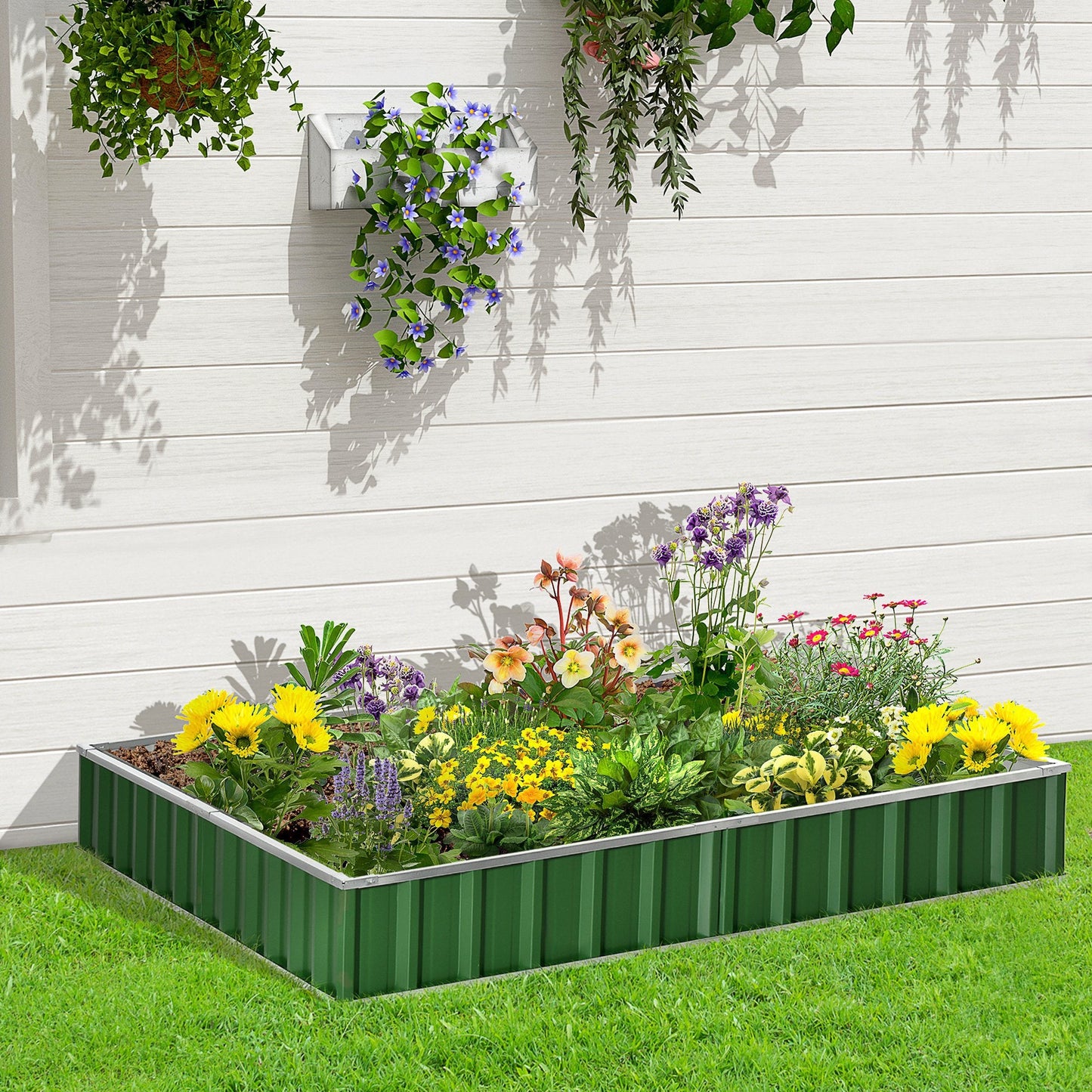 Outdoor and Garden-8.5x3ft Metal Raised Garden Bed, DIY Large Steel Planter Box, No Bottom w/ A Pairs of Glove for Backyard, Patio to Grow Vegetables, Green - Outdoor Style Company
