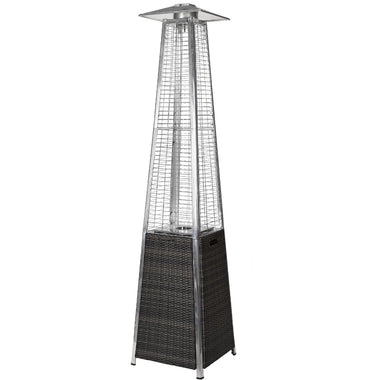 -89" Tower Flame Propane Patio Heater - Black & Grey Wicker (41,000 BTU) - Outdoor Style Company