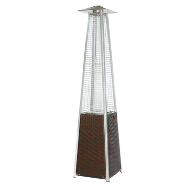 -89" Tower Flame Propane Patio Heater - Dark Brown Wicker (41,000 BTU) - Outdoor Style Company