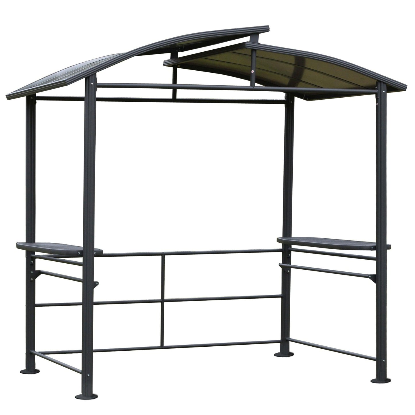 Outdoor and Garden-8x5ft Grill Gazebo Shelter with Interlaced Vented Polycarbonate Roof, Outdoor BBQ Gazebo with Side Shelves for Hanging Tools - Outdoor Style Company