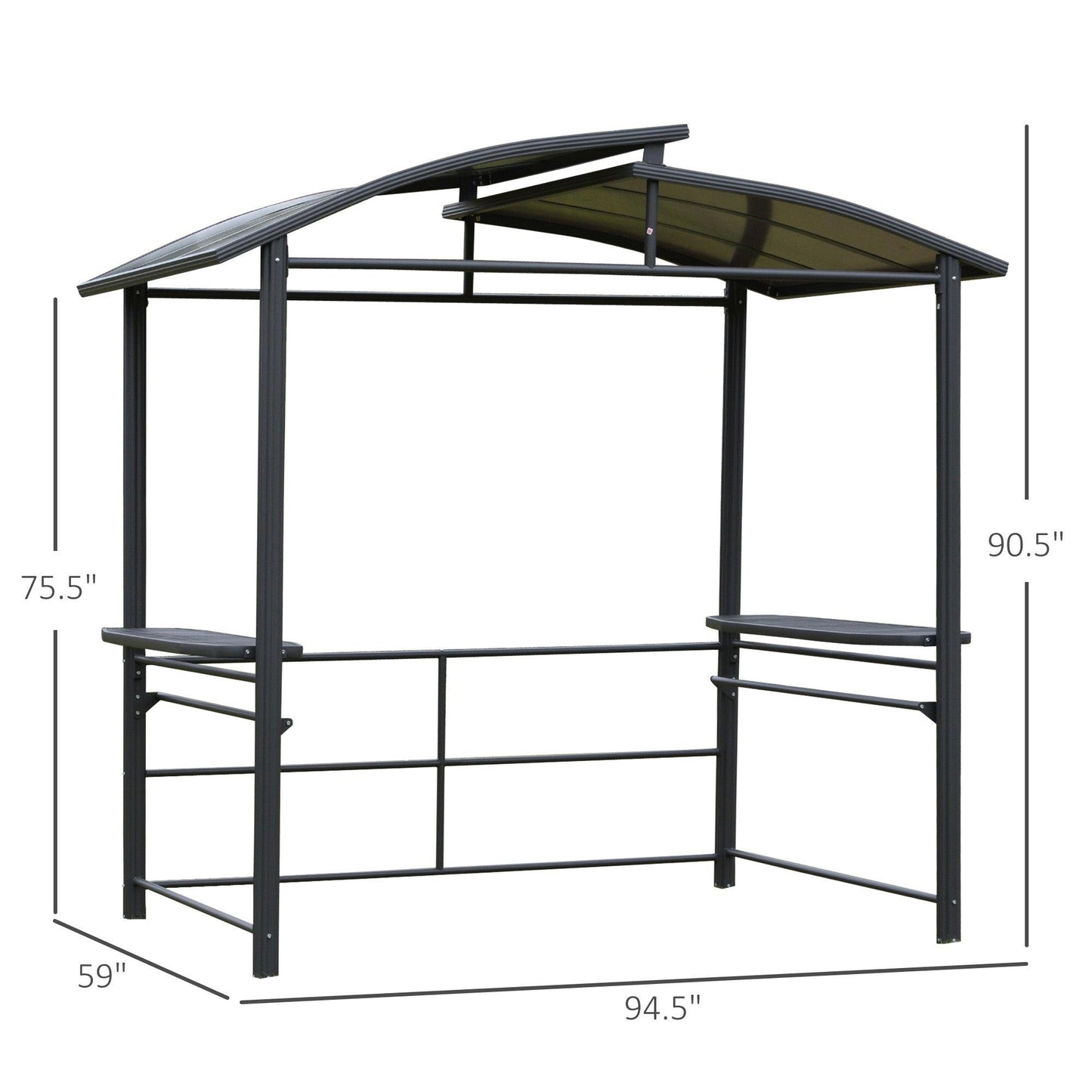 Outdoor and Garden-8x5ft Grill Gazebo Shelter with Interlaced Vented Polycarbonate Roof, Outdoor BBQ Gazebo with Side Shelves for Hanging Tools - Outdoor Style Company