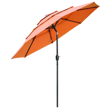 Outdoor and Garden-9' 3-Tier Patio Umbrella, Outdoor Market Umbrella with Crank and Push Button Tilt for Deck, Backyard and Lawn, Orange - Outdoor Style Company