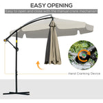 Outdoor and Garden-9' Offset Hanging Patio Umbrella, Cantilever Umbrella with Easy Tilt Adjustment, Cross Base and 8 Ribs for Poolside, Garden, Brown - Outdoor Style Company