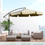 Outdoor and Garden-9' Offset Hanging Patio Umbrella, Cantilever Umbrella with Easy Tilt Adjustment, Cross Base and 8 Ribs for Poolside, Garden, Brown - Outdoor Style Company