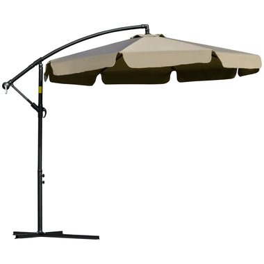 Outdoor and Garden-9' Offset Hanging Patio Umbrella, Cantilever Umbrella with Easy Tilt Adjustment, Cross Base and 8 Ribs for Poolside, Garden, Brown - Outdoor Style Company