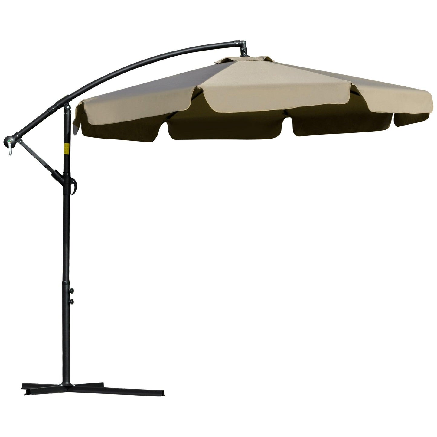 Outdoor and Garden-9' Offset Hanging Patio Umbrella, Cantilever Umbrella with Easy Tilt Adjustment, Cross Base and 8 Ribs for Poolside, Garden, Brown - Outdoor Style Company