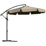 Outdoor and Garden-9' Offset Hanging Patio Umbrella, Cantilever Umbrella with Easy Tilt Adjustment, Cross Base and 8 Ribs for Poolside, Garden, Brown - Outdoor Style Company