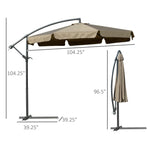 Outdoor and Garden-9' Offset Hanging Patio Umbrella, Cantilever Umbrella with Easy Tilt Adjustment, Cross Base and 8 Ribs for Poolside, Lawn, Coffee - Outdoor Style Company