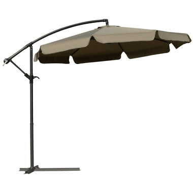 Outdoor and Garden-9' Offset Hanging Patio Umbrella, Cantilever Umbrella with Easy Tilt Adjustment, Cross Base and 8 Ribs for Poolside, Lawn, Coffee - Outdoor Style Company