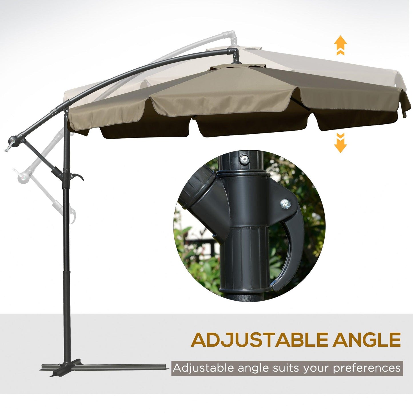 Outdoor and Garden-9' Offset Hanging Patio Umbrella, Cantilever Umbrella with Easy Tilt Adjustment, Cross Base and 8 Ribs for Poolside, Lawn, Coffee - Outdoor Style Company