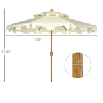 Outdoor and Garden-9' Patio Umbrella with Push Button Tilt and Crank, Double Top Ruffled Outdoor Table Umbrella with 8 Ribs for Garden, Deck, Pool, Cream White - Outdoor Style Company