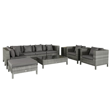 Outdoor and Garden-9-Piece Patio Furniture Sets Outdoor Conversation Sets, Sofa with Removable Cushion, Footstool and Coffee table - Outdoor Style Company