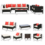 Outdoor and Garden-9-Piece Patio Furniture Sets Outdoor Conversation Sets, Sofa with Removable Cushion, Footstool and Coffee table for Balcony, Backyard - Outdoor Style Company