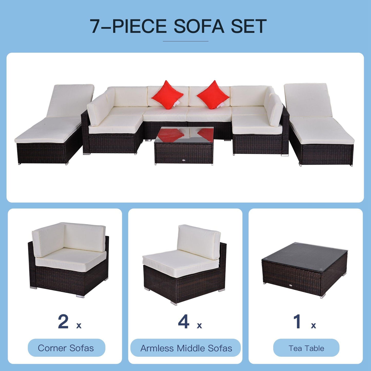 Outdoor and Garden-9 Piece Patio Furniture Sets, Wicker Sectional Sofa Sets Outdoor Rattan Conversation Sets with Tea Table and Loungers for Garden - Outdoor Style Company