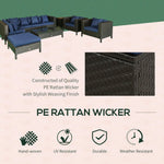 Outdoor and Garden-9-Piece Rattan Wicker Outdoor Patio Furniture Set with Modern Design Thick Soft Cushions & Tea Table Navy - Outdoor Style Company