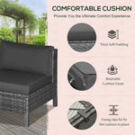 Outdoor and Garden-9-Piece Rattan Wicker Outdoor Patio Sectional Furniture Conversation Set with Thick Soft Cushions, Footstool & Tea Table, Black - Outdoor Style Company