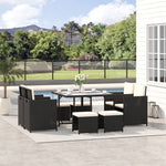 Outdoor and Garden-9 Pieces Patio Wicker Dining Sets, Space Saving Outdoor Sectional Conversation Set, with Dining Table, Chairs & Cushioned for Lawn, Black - Outdoor Style Company