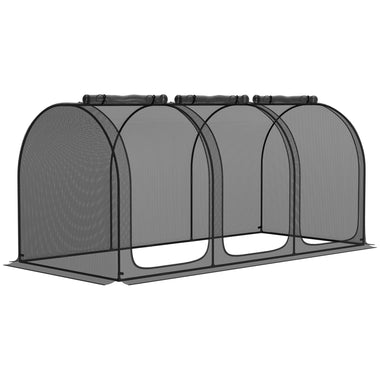 Miscellaneous-9' x 4' Crop Cage, Plant Protection Tent with Three Zippered Doors, Storage Bag and 6 Ground Stakes, for Garden, Yard, Lawn, Black - Outdoor Style Company