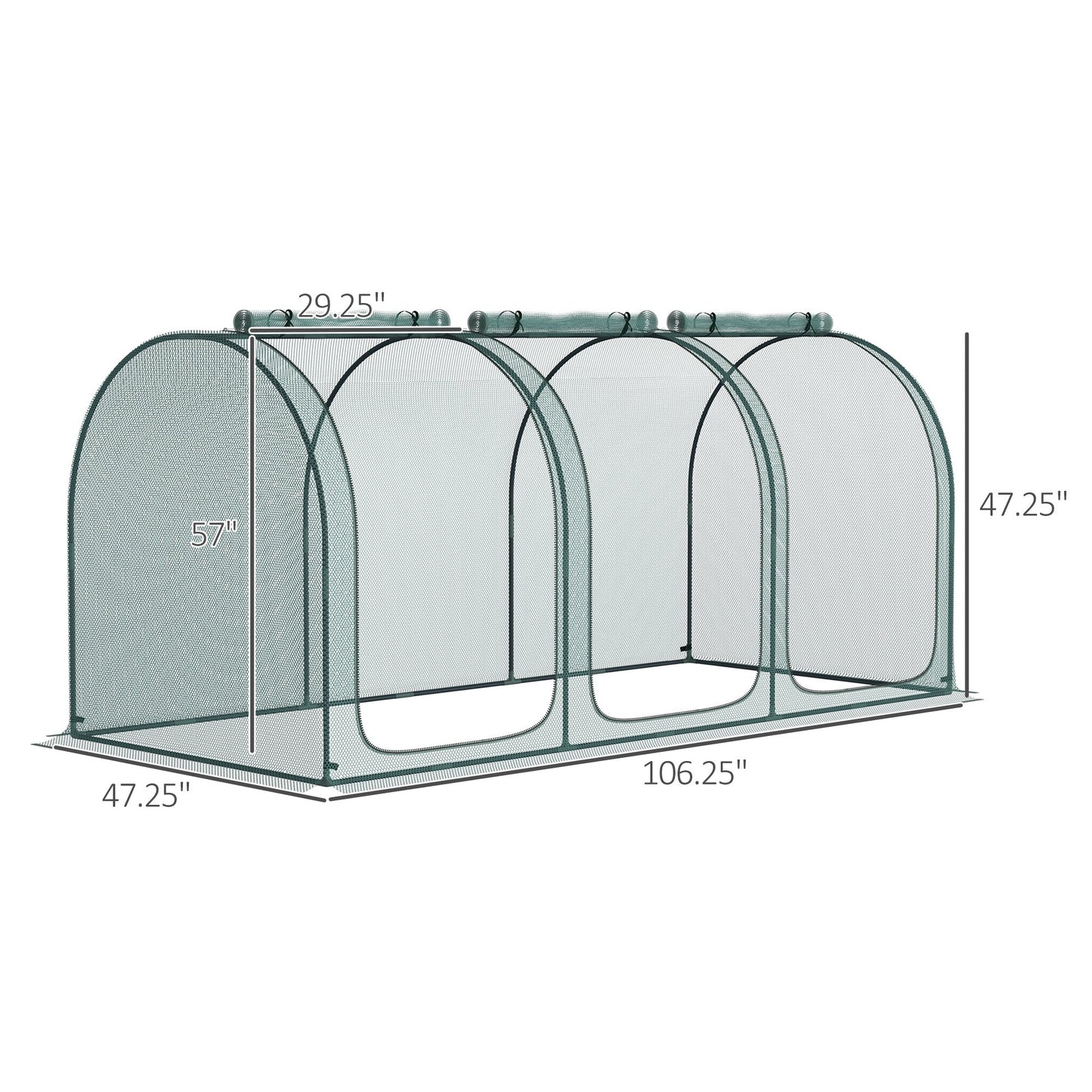 Miscellaneous-9' x 4' Crop Cage, Plant Protection Tent with Three Zippered Doors, Storage Bag and 6 Ground Stakes, for Garden, Yard, Lawn, Green - Outdoor Style Company