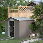 Outdoor and Garden-9' x 6' Metal Storage Shed Garden Tool House with 2 Sliding Doors & 4 Air Vents for Backyard, Patio, Lawn, Grey - Outdoor Style Company