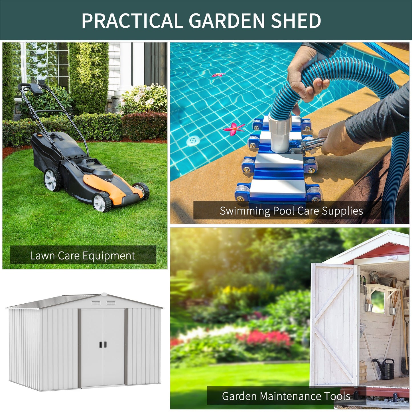 Outdoor and Garden-9' x 6' Metal Storage Shed Garden Tool House with Double Sliding Doors, 4 Air Vents for Backyard Garden Equipment, Lawnmower, Silver - Outdoor Style Company