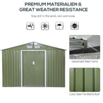Outdoor and Garden-9' x 6' Metal Storage Shed Garden Tool House with Double Sliding Doors, 4 Air Vents for Backyard, Patio & Lawn, Green - Outdoor Style Company