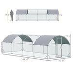 Pet Supplies-9.2' x 24.9' x 6.5' Large Chicken Coop Cage Walk-in Enclosure Poultry Hen Coop Playpen Rabbit Hutch with Cover for Backyard, Silver - Outdoor Style Company