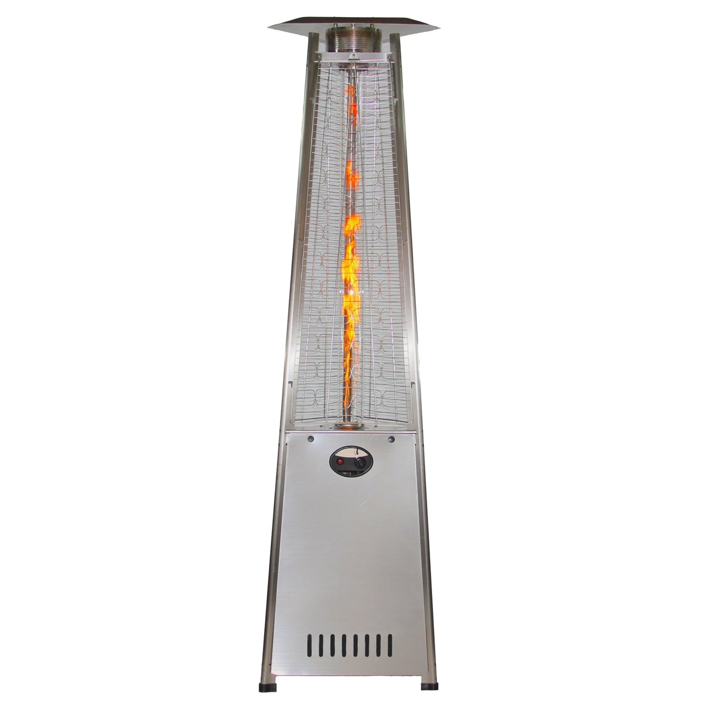 -93" Pyramid Flame Natural Gas Patio Heater - Stainless Steel Finish (41,000 BTU) - Outdoor Style Company