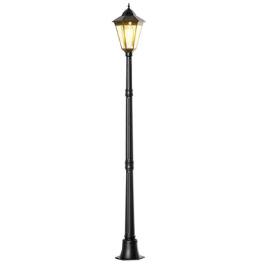 Outdoor and Garden-94.5" Outdoor Solar Lamp Post Light, Aluminum Floor Lamp, Solar Powered Vintage Street Light for Garden, Lawn, Pathway, Driveway, Black - Outdoor Style Company