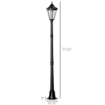 Outdoor and Garden-94.5" Outdoor Solar Lamp Post Light, Aluminum Floor Lamp, Solar Powered Vintage Street Light for Garden, Lawn, Pathway, Driveway, Black - Outdoor Style Company