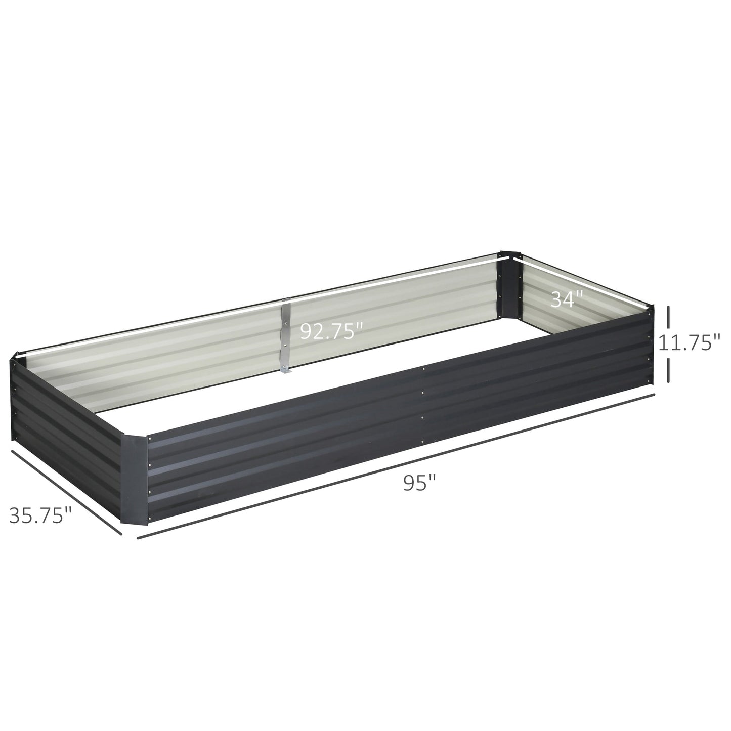 Outdoor and Garden-95" x 36" x 12" Galvanized Raised Garden Bed, Metal Elevated Planter Box, Easy DIY and Cleaning for Growing Flowers, Herbs, Succulents, Grey - Outdoor Style Company