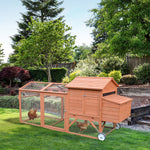 Miscellaneous-96.5" Large Portable Chicken Coop with Runs and Nesting Box, Wooden Rabbit Hutch on Wheels, for Backyard, Natural - Outdoor Style Company