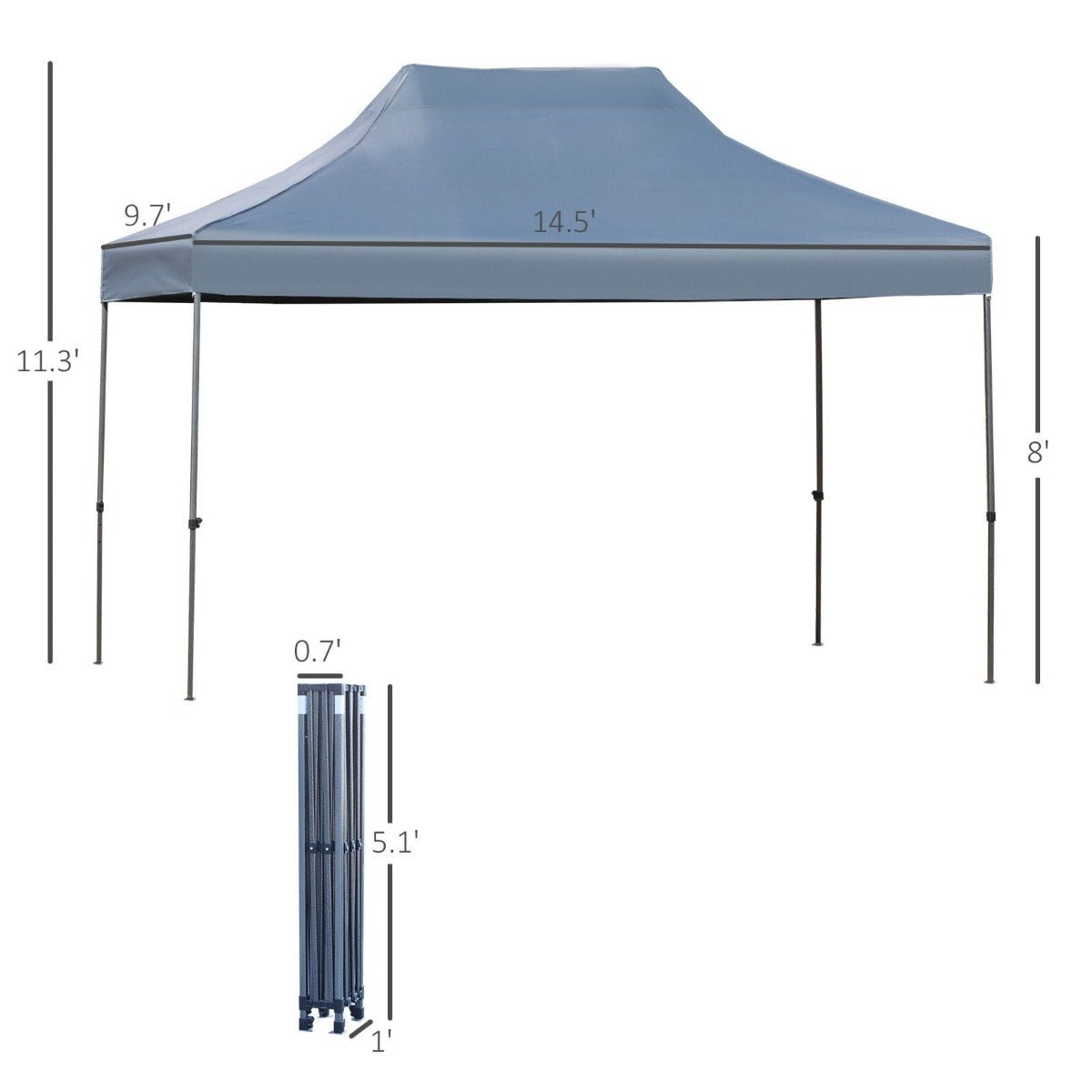 Outdoor and Garden-9.7ftx14.5ft Folding Gazebo Steel Canopy Party Tent Adjustable Height With Pulling Bag - Outdoor Style Company