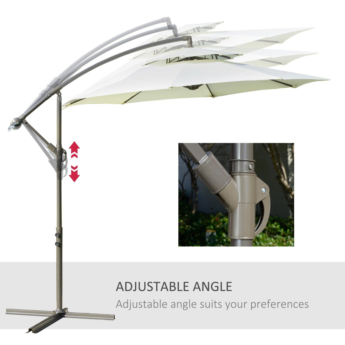 Outdoor and Garden-9FT Patio Cantilever Umbrella with Cross Base, Offset Hanging Umbrella with Crank Handle and 8 Ribs for Garden Backyard Beach, Beige - Outdoor Style Company