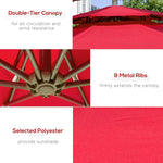 Outdoor and Garden-9FT Patio Cantilever Umbrella with Cross Base, Offset Hanging Umbrella with Crank Handle and 8 Ribs for Garden Backyard Beach, Red - Outdoor Style Company