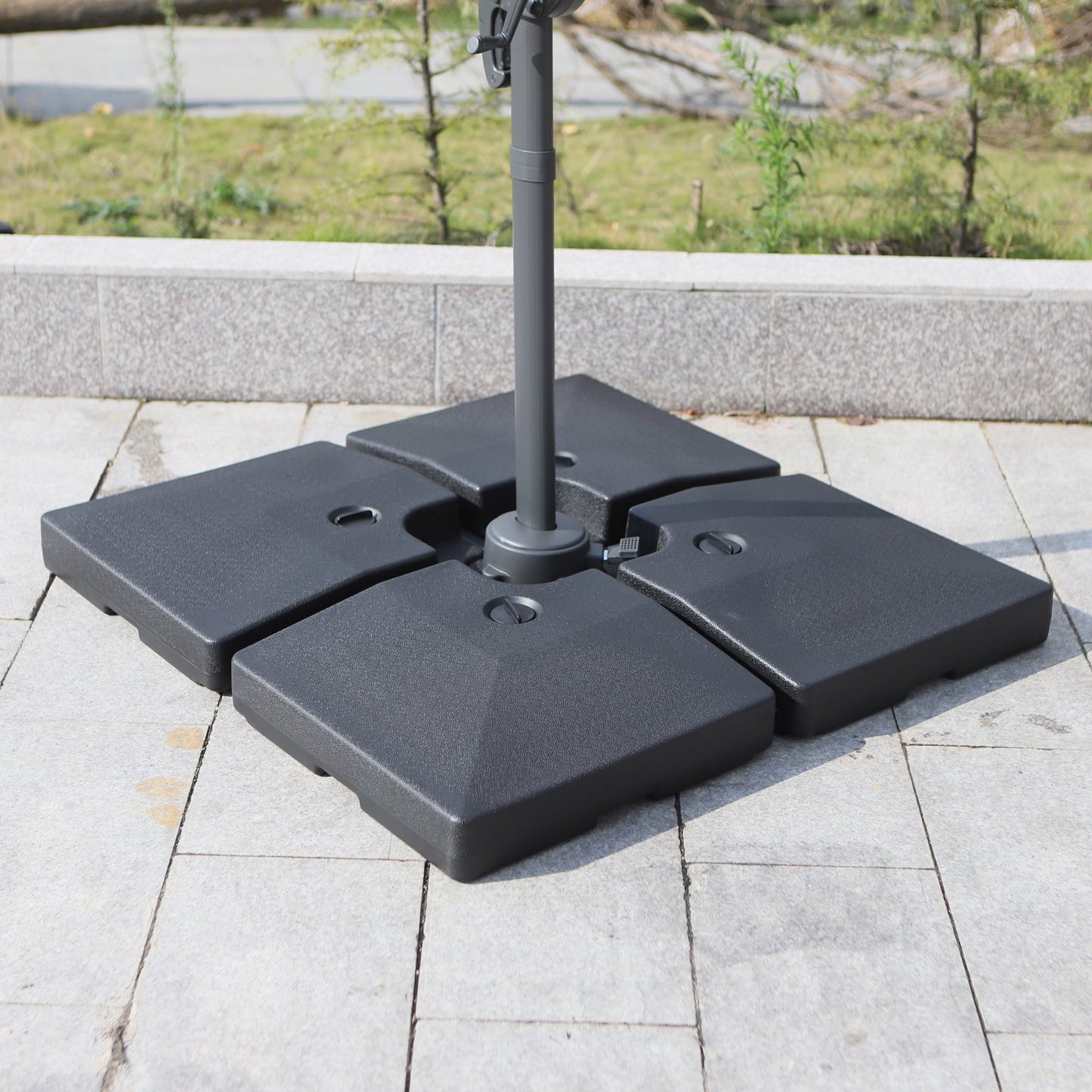 Large 4 Pieces Cantilever Patio Umbrella Base, Outdoor Umbrella Weights, 176 lbs Capacity Water or 264 lbs Capacity Sand Plates Set, Black