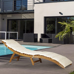 Outdoor and Garden-Acacia Wood Folding Outdoor Chaise Lounge Chair with Cushion - Outdoor Style Company