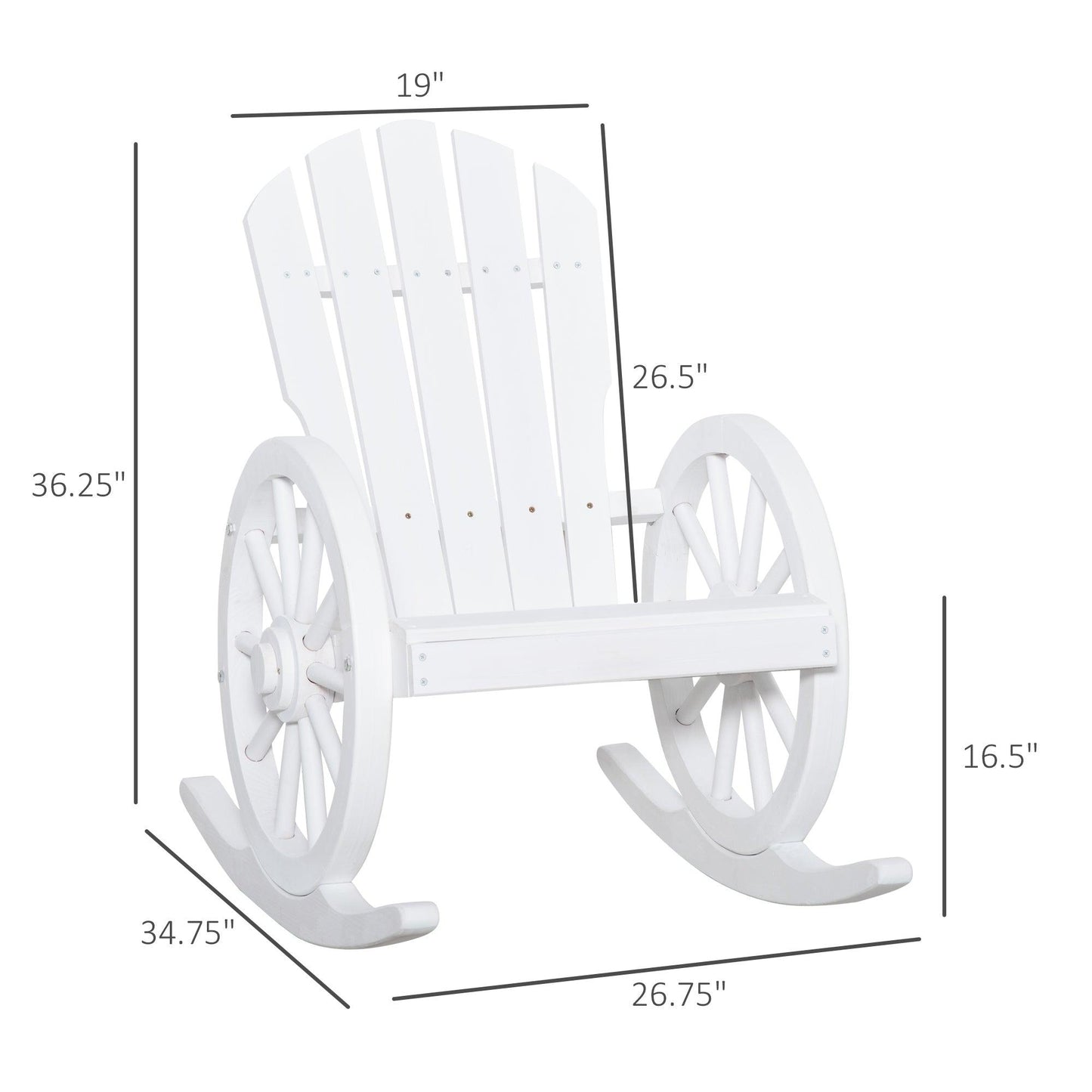 Outdoor and Garden-Adirondack Rocking Chair with Slatted Design and Oversize Back - Outdoor Style Company