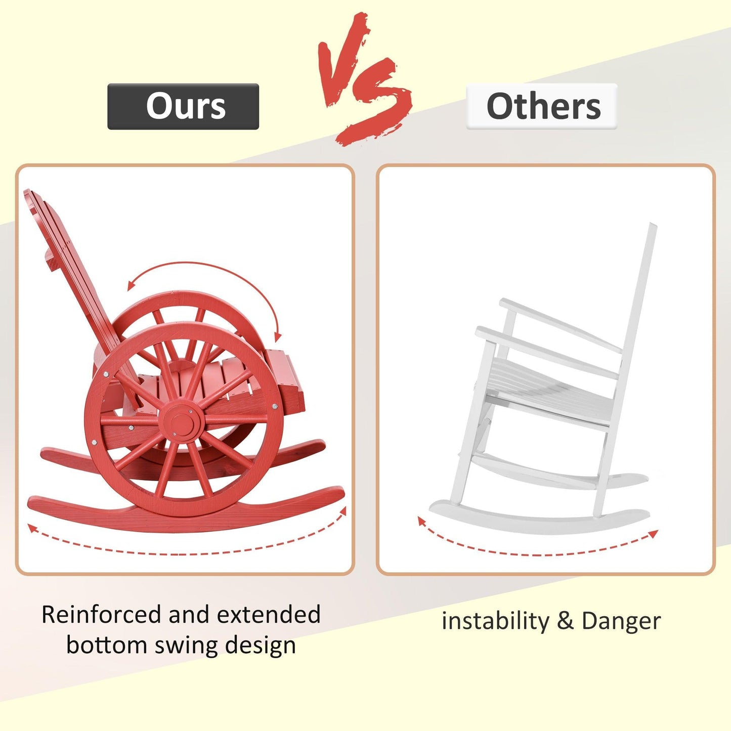 Outdoor and Garden-Adirondack Rocking Chair with Slatted Design and Oversize Back - Outdoor Style Company